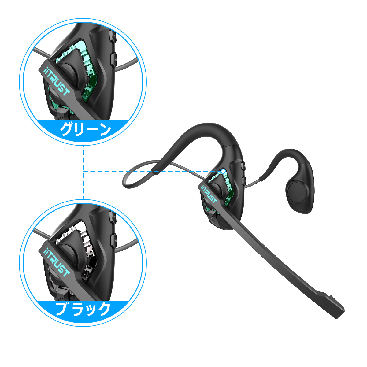 bluetooth ヘッドセット マイク付き ワイヤレス イヤホン ヘッドセット マイク付き Bluetooth5.2 耳掛け Type-C Zoomに対応