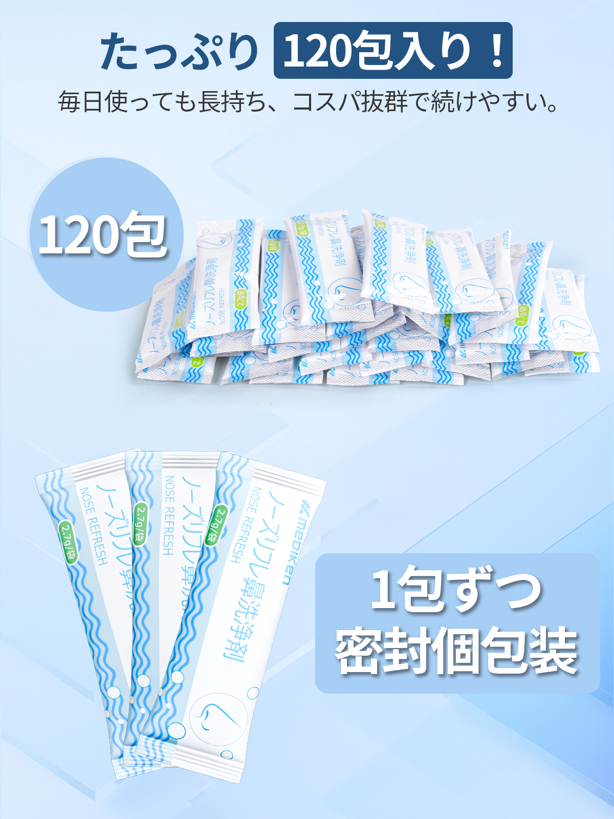 ノーズリフレ 鼻洗浄剤 40枚入り 120枚入...の詳細画像5