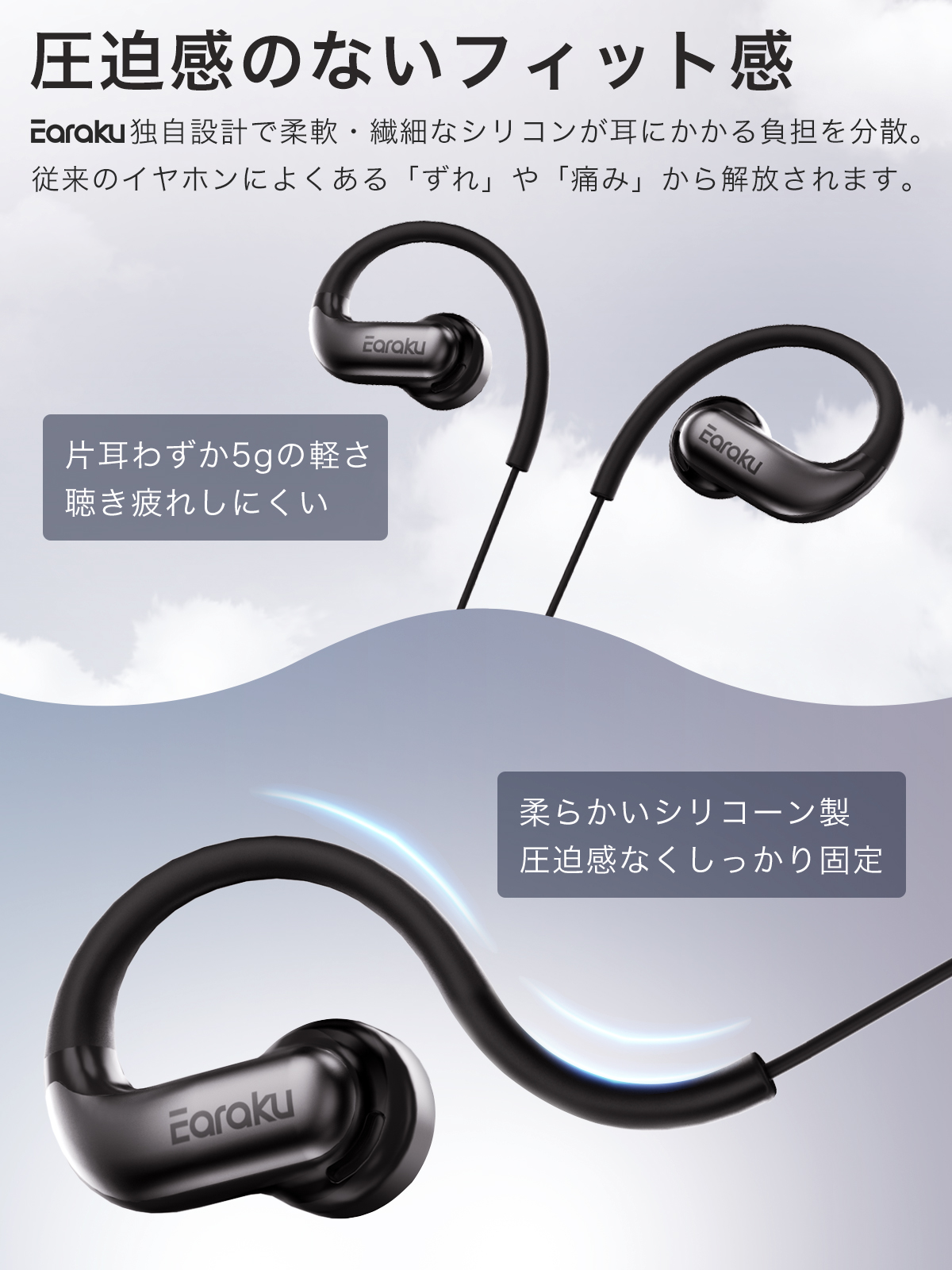 原音再生 オープンイヤー ハイレゾ 有線イヤホン 耳をふさがない 耳掛け式 有線イヤフォン 3.5mm イヤホン 高音質 有線イヤホン マイク内蔵 関連画像3
