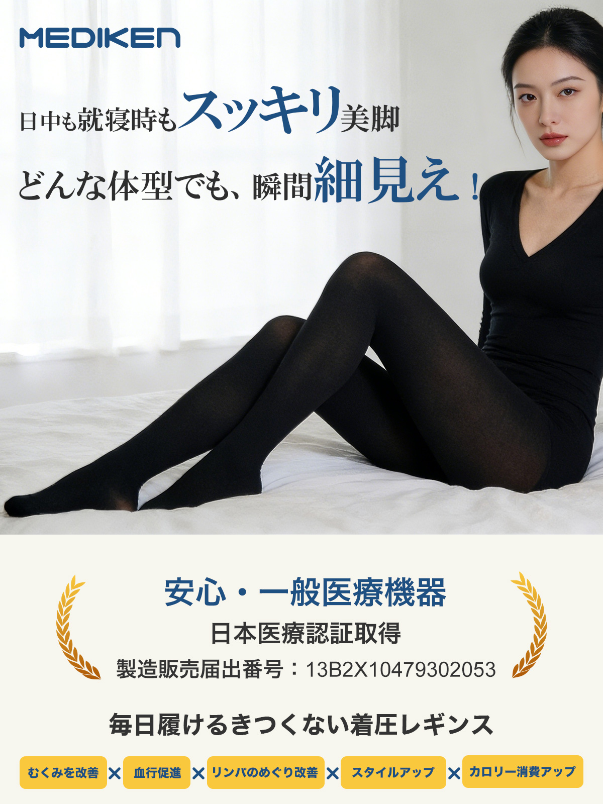 新規発売』着圧レギンス MEDIKEN 【日中も就寝時もスッキリ美脚