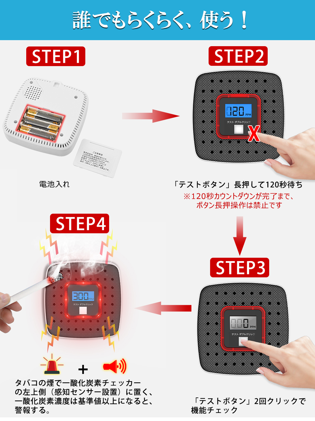 一酸化炭素チェッカー 日本製 完全防水 カラビナフック付 キャンプ