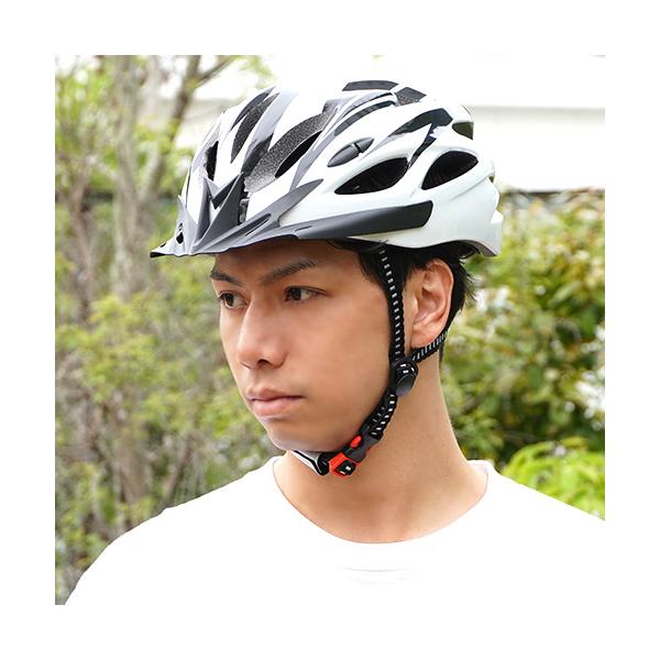 自転車用 ヘルメット 白青 サイズ調整 簡単 大人 こども 男女兼用