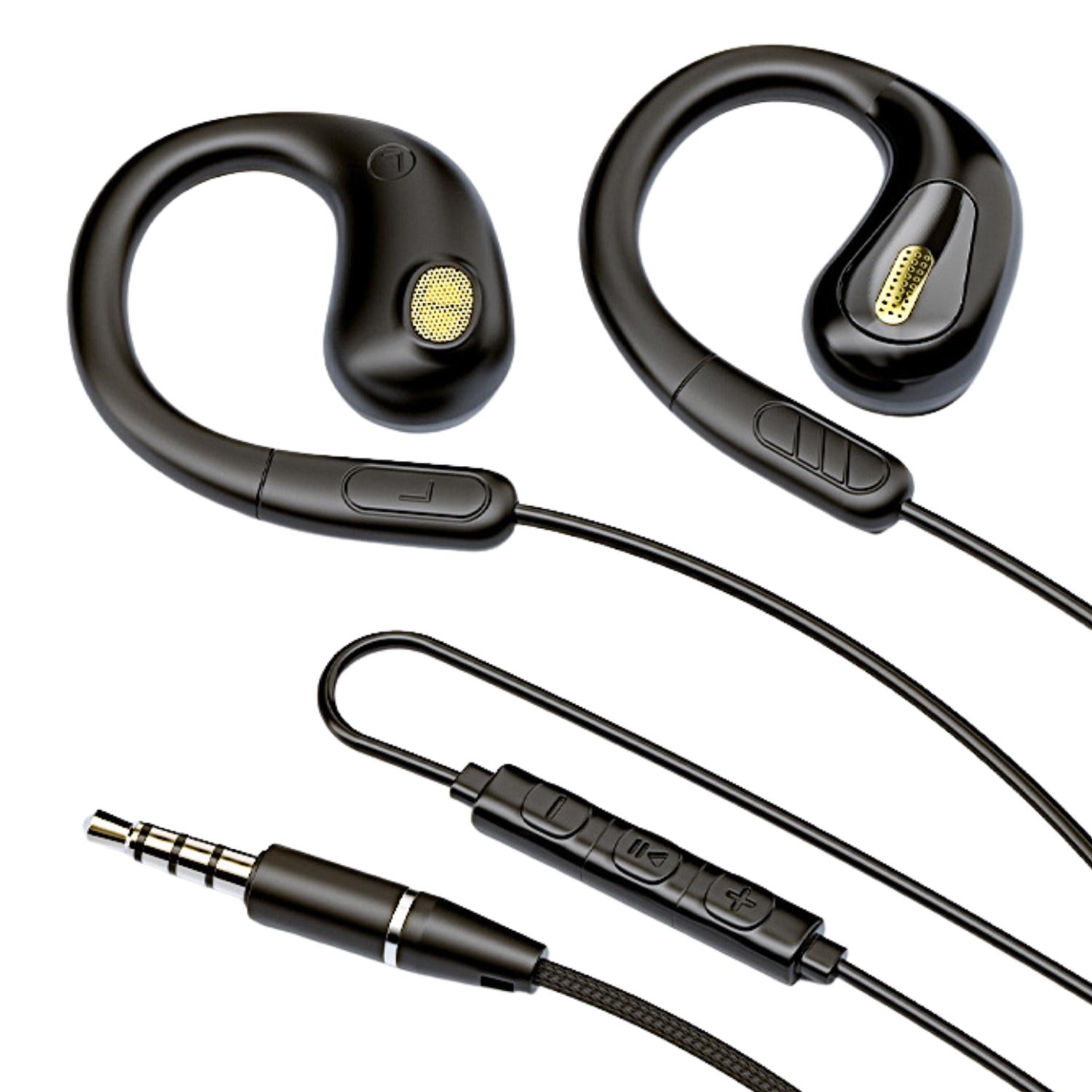 イヤホン 有線 オープンイヤー型 3.5mm 耳掛け マイク付き 通話可能