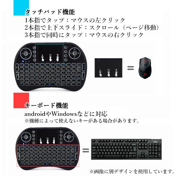ワイヤレスキーボード ミニ 2.4GHz ポータブルキーボード タッチパッド
