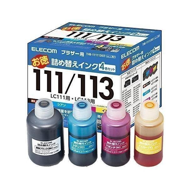 エレコム THB-111113KIT 詰め替え インク brother ブラザー LC111LC113対応 4色パック(4回分) リセッター付属  :YK12968-A2106:ベストワン - 通販 - Yahoo!ショッピング