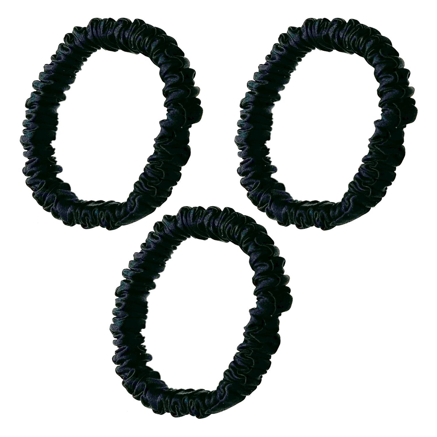 3個セット ヘアゴム シルク 髪ゴム ブラック 摩擦軽減 跡がつかない