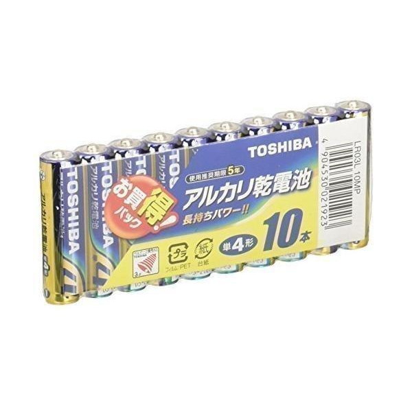 10個セット 東芝 LR03L 10MP アルカリ乾電池 単4形1パック10本入 :YK20999-A2107:ベストワン - 通販 -  Yahoo!ショッピング