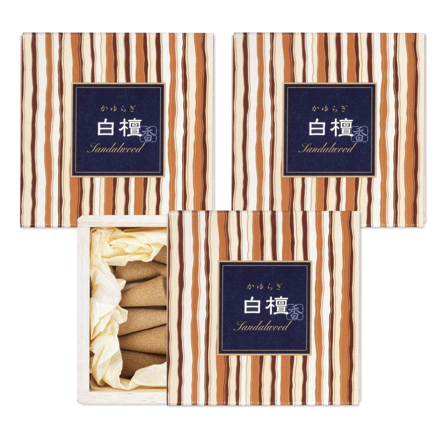 【16個セット】日本香堂 かゆらぎ 白檀 コーン12個入 香立付(代引不可)【送料無料】 日本香堂 3個セット かゆらぎ 白檀 コーン型 12個入 香立付 お香