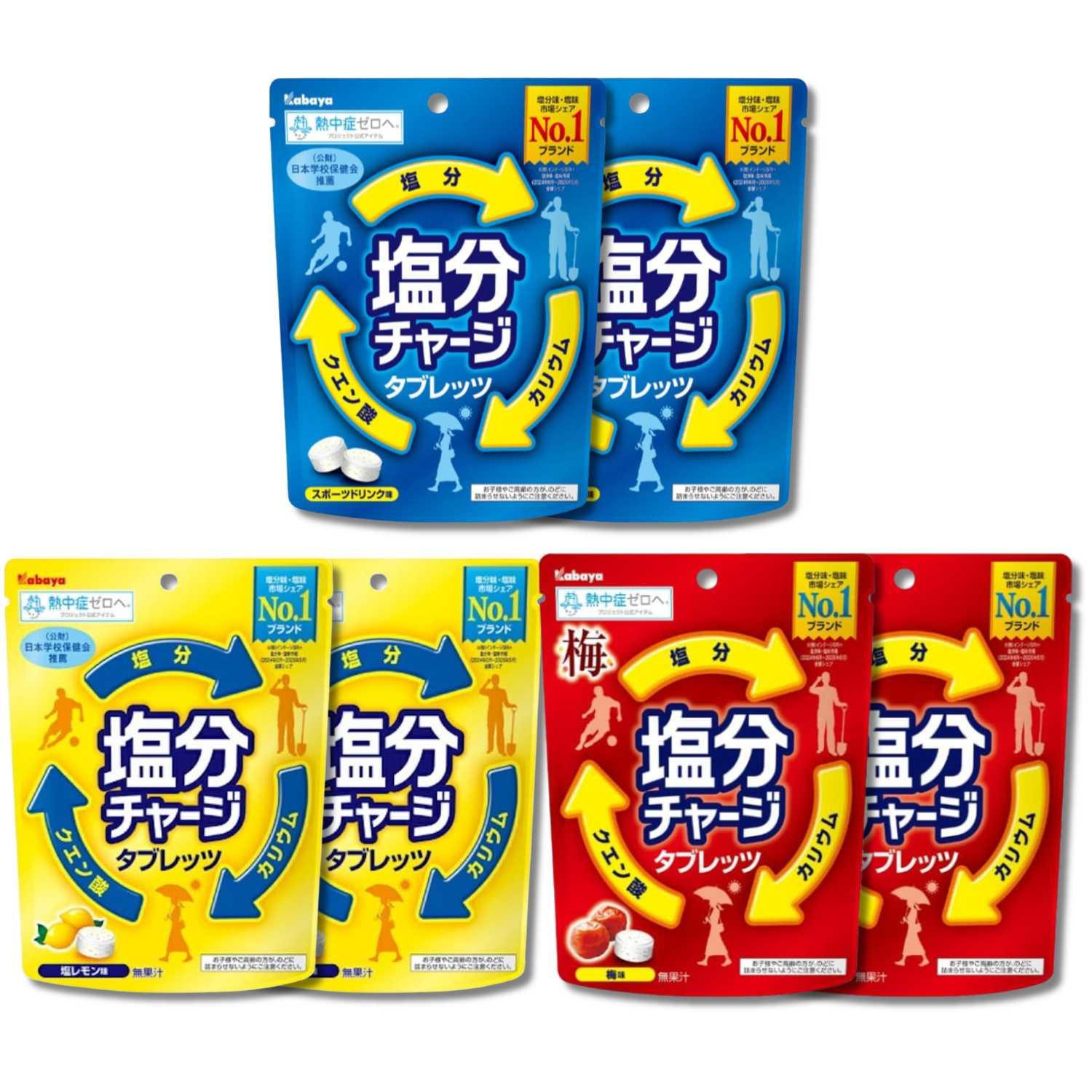 Kabaya カバヤ 塩分チャージ タブレッツ 3種セット 81g×2袋ずつ（計6袋