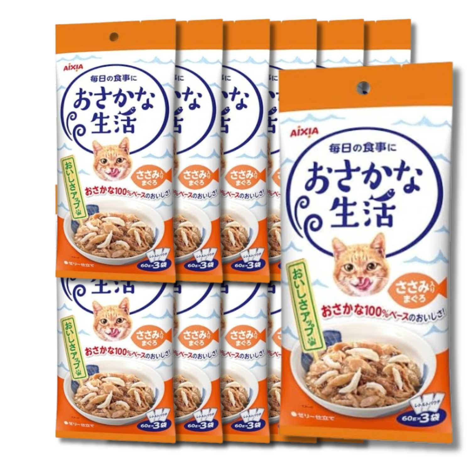 アイシア（AIXIA） 12個セット おさかな生活 ささみ入りまぐろ 60g×3袋