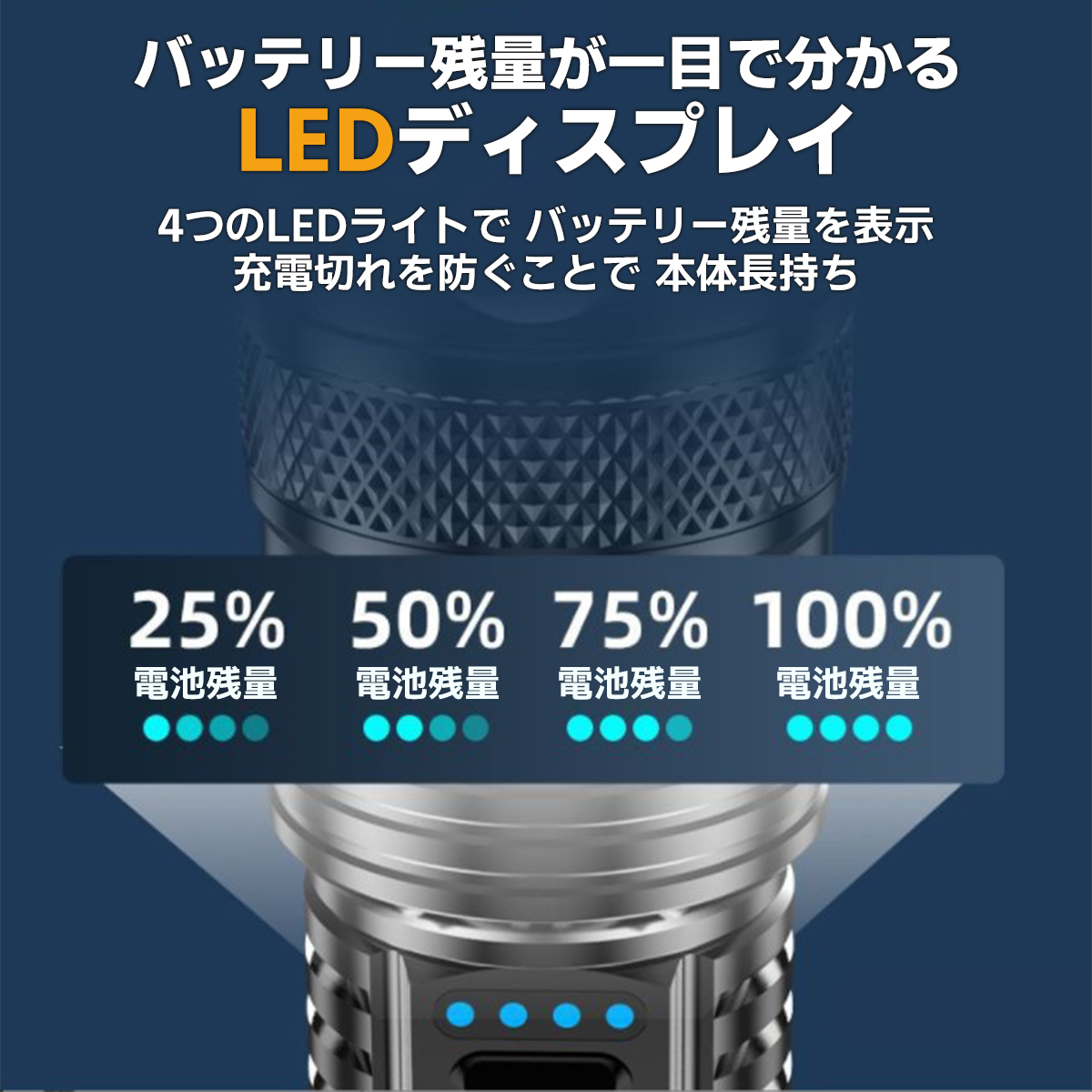 LED 懐中電灯 充電式 最強 強力 防災 小型 USB 電池式 両用 ズーム機能 P50 超爆光 バッテリー表示 防水｜bestprise-ys｜15