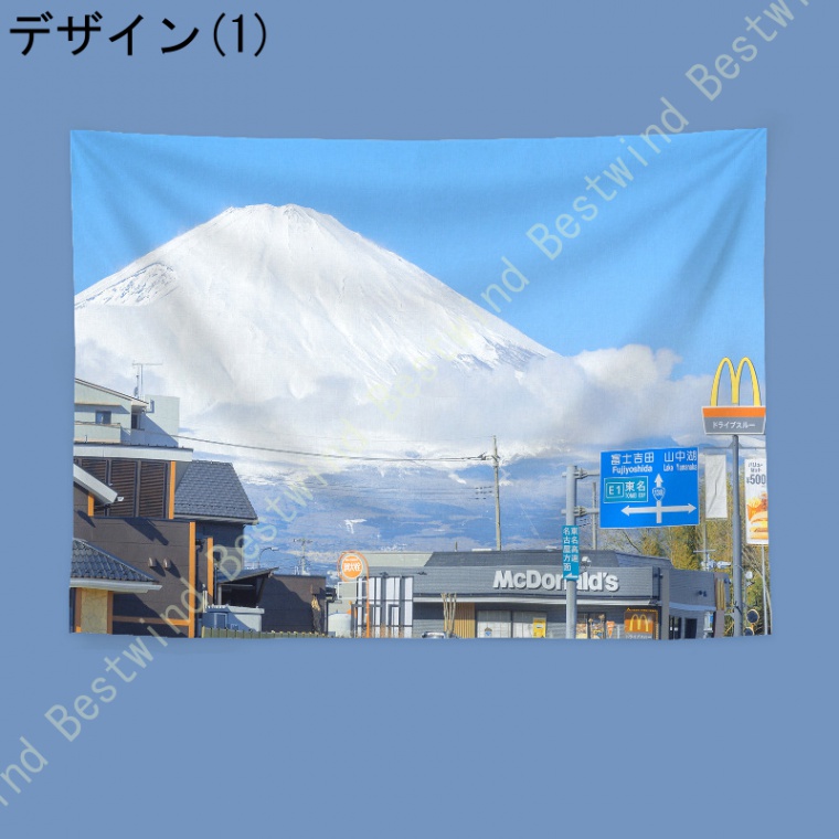 山タペストリー 富士山壁掛けタペストリー 花のタペストリー 自然風布ポスター 白い雪の頂上 浮かんでいる白雲 大判 壁掛け 布 部屋 窓 模様替え｜bestwind｜02