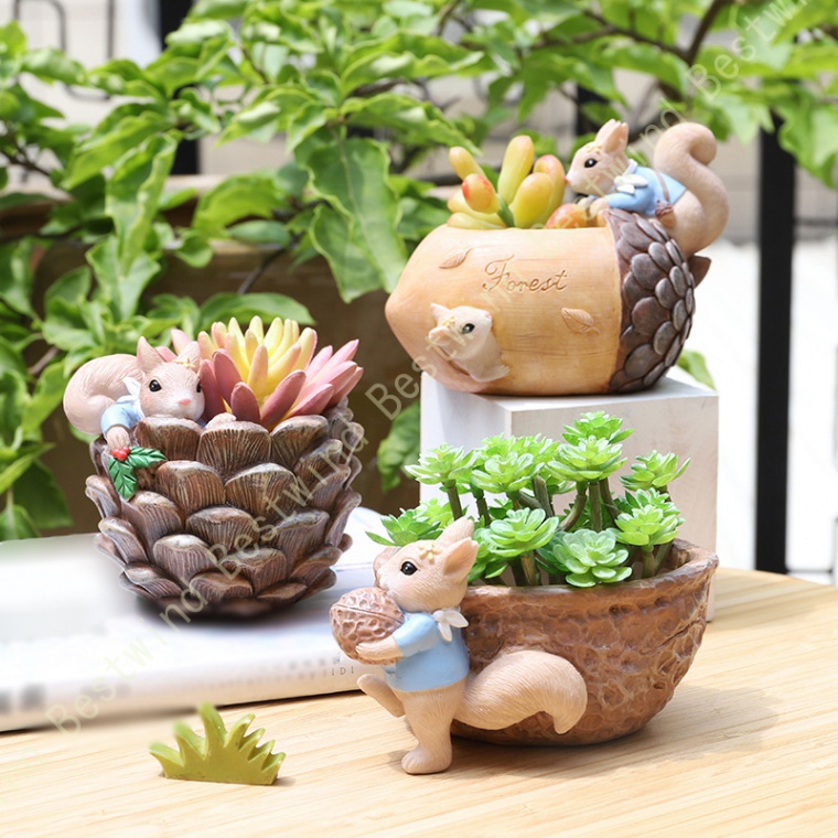 樹脂製 植木鉢 育苗ポット 軽い 樹脂 排水孔付き かわいい アニマル 