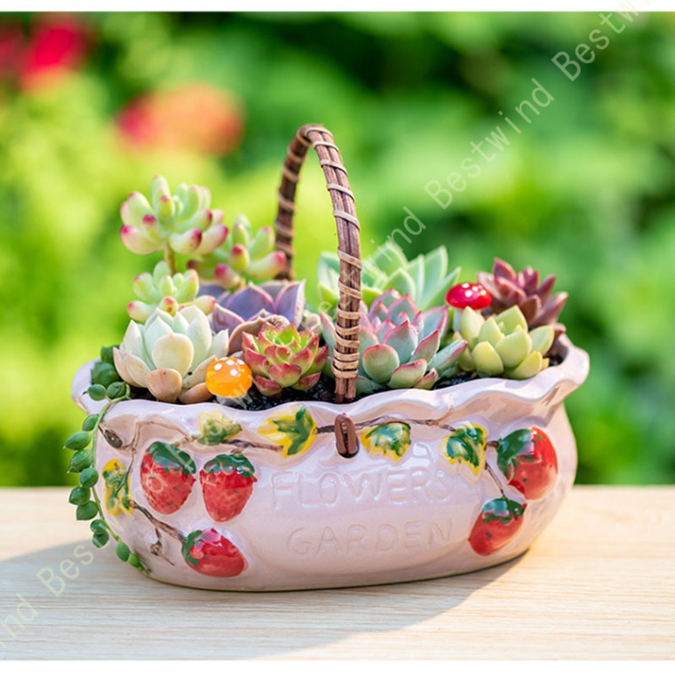 植木鉢 多肉植物鉢 陶器 サボテン鉢 クリエイティブ かわいいの花かご装飾 かわいい お洒落 底穴付き 小型植物適用 インテリア オフィス 部屋飾り