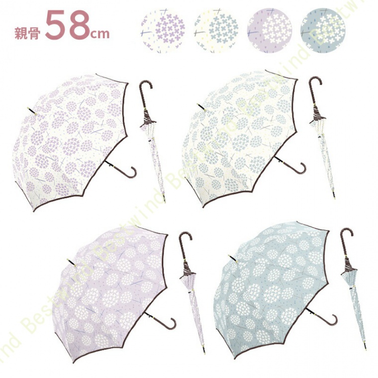 雨傘 あじさいドロップ 軽量 レディース 大きい 紫陽花 上品 かわいい 花柄 フラワー ホワイト ...