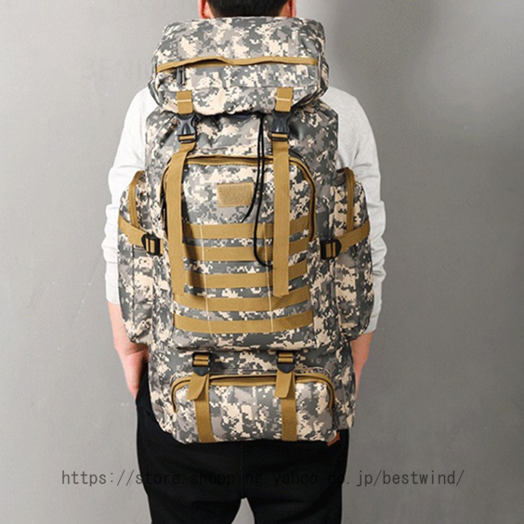 ミリタリー バックパック 登山 リュックサック 80L モールデザイン