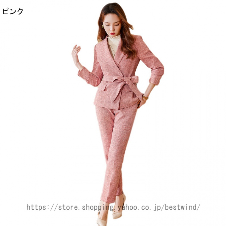 レディース 長袖 スーツ ジャケット パンツ セット ビジネス セットママ 面接 転職 通勤服 オフィス 仕事 会社 レジャー スリム 上品 通勤 OL 事務服 シンプル :xrF 38B XAU55:Bestwind