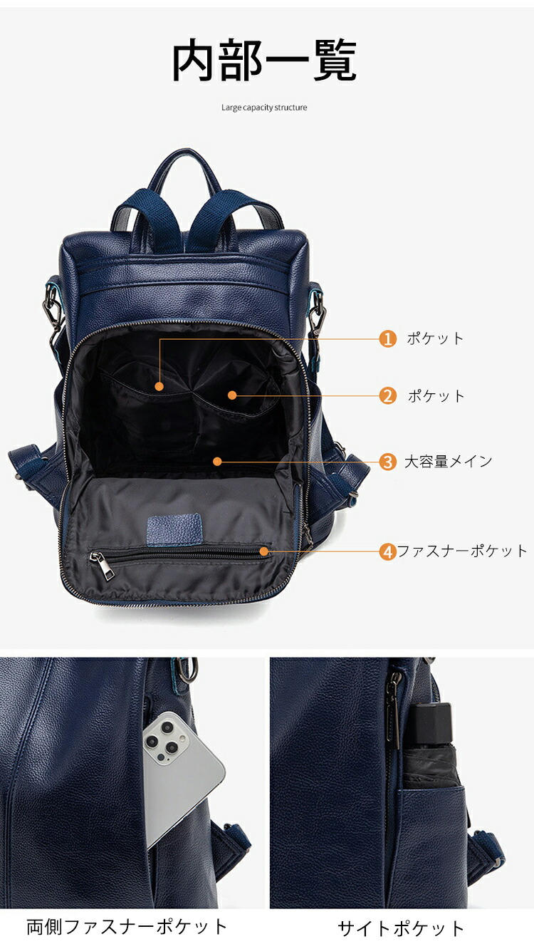 リュック 防犯 レザー レディース 通勤 ビジネスバッグ 旅行