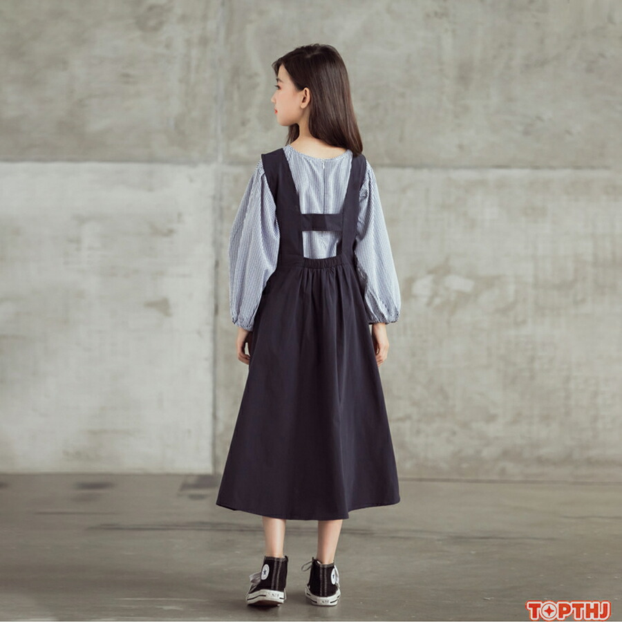 ワンピース 女の子 セットアップ キッズ 長袖シャツ 2点セット 入学式