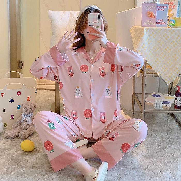新しく着き パジャマ ルームウェア 部屋着 かわいい ピンク さくらんぼ ワンピース 韓国
