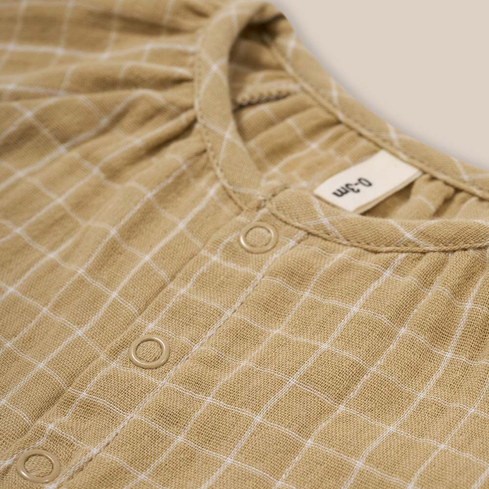 ワンジー ベビー オーガニックズー Organic Zoo Grid Check Onesie 