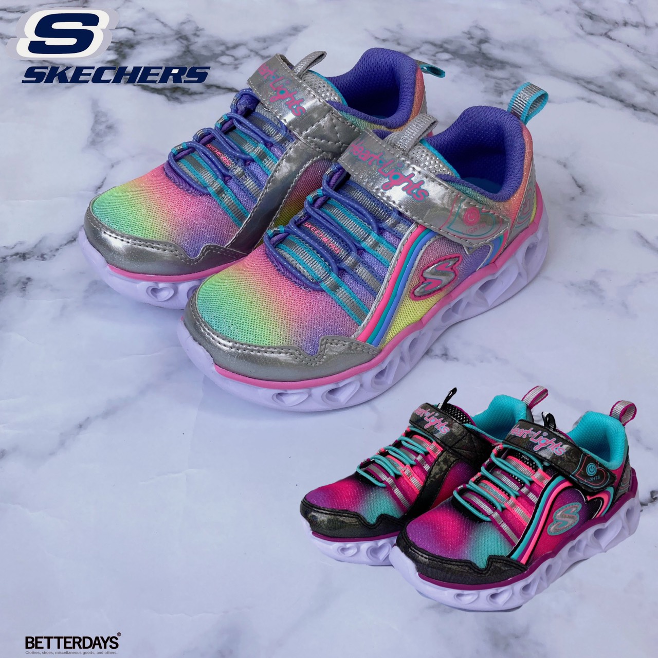 スニーカー ガールズ スケッチャーズ 女の子 キッズ HEART LIGHTS MULTI 16.5cm-23.5cm 国内正規店 SKECHERS