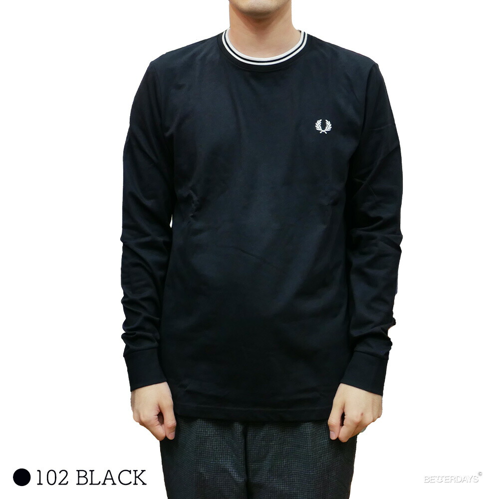 ロングTシャツ メンズ フレッドペリー クルーネック 長袖 M9602 TWIN TIPPED LONG SLEEVE T-SHIRT 【国内正規品】  FRED PERRY