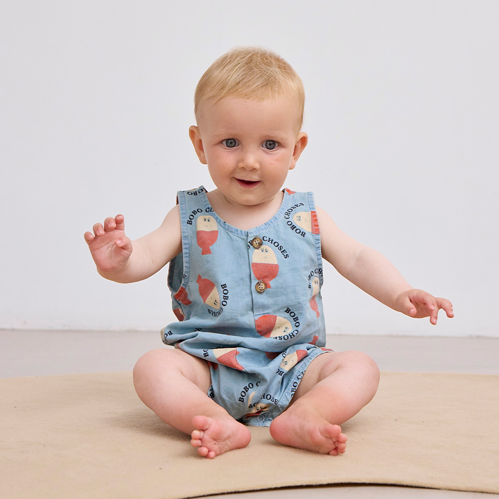 BOBO CHOSES（ボボショーズ） ロンパース ノースリーブ ベビー 総柄
