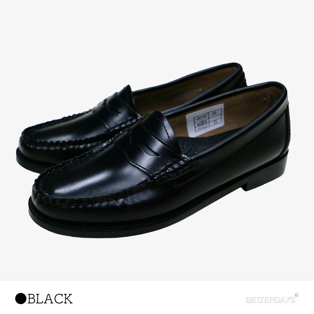 ローファー レディース コインローファー41010 BLACK LEATHER SOLE