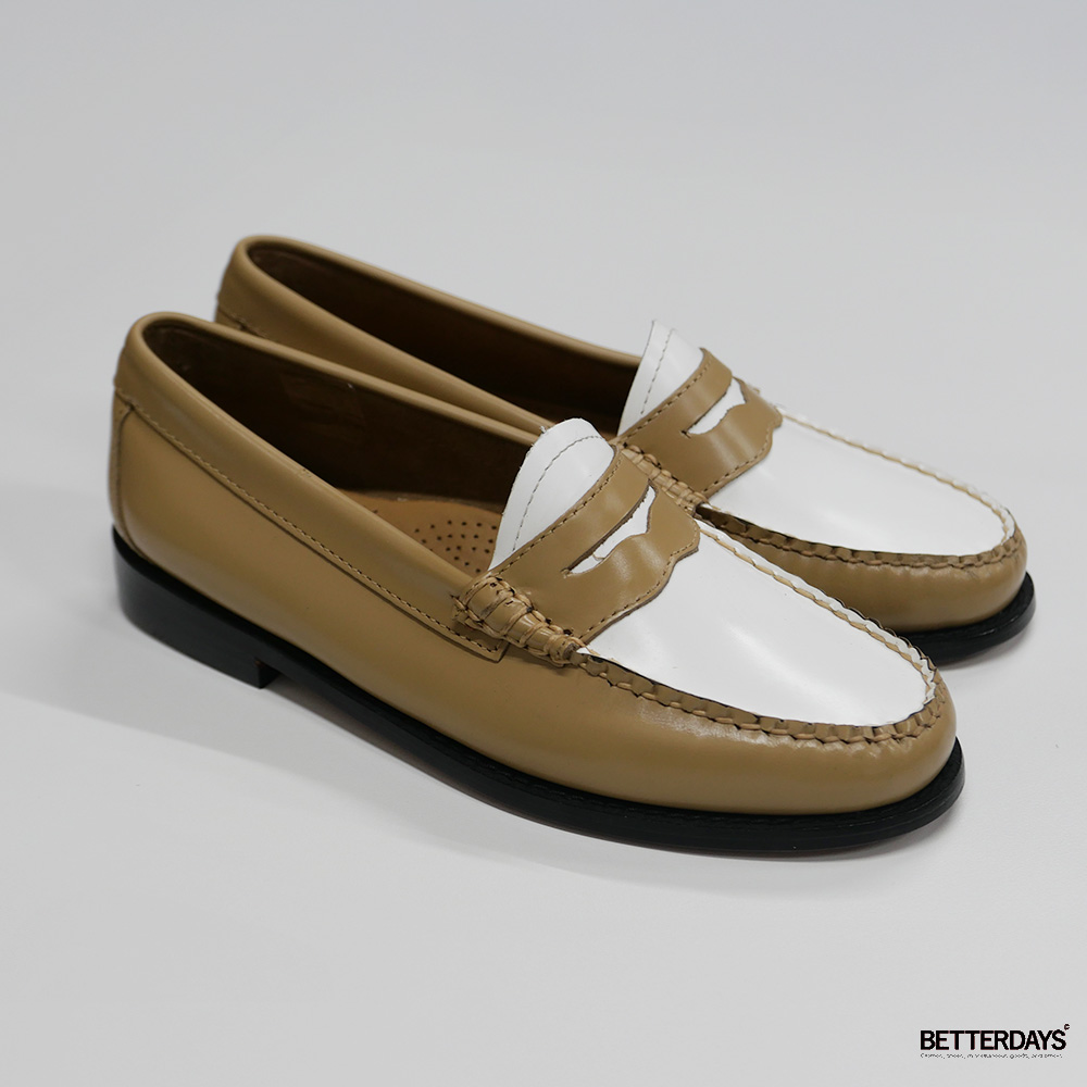 ローファー レディース コインローファー BA41011A BEIGE W WHITE LEATHER SOLE ジーエイチバス G.H.BASS 【国内正規品】の画像