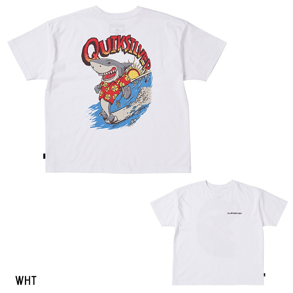 コットン JERSEY Tシャツ ディストレストシャークのプリント入り Quiksilver Tシャツ ロゴプリント シャーク サメ キッズ