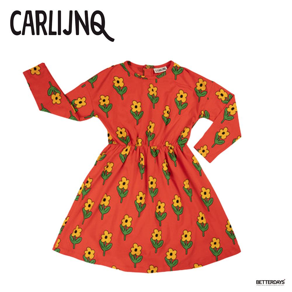 ワンピース ベビー キッズ CarlijnQ Flowers dress longsleeve 総柄 花