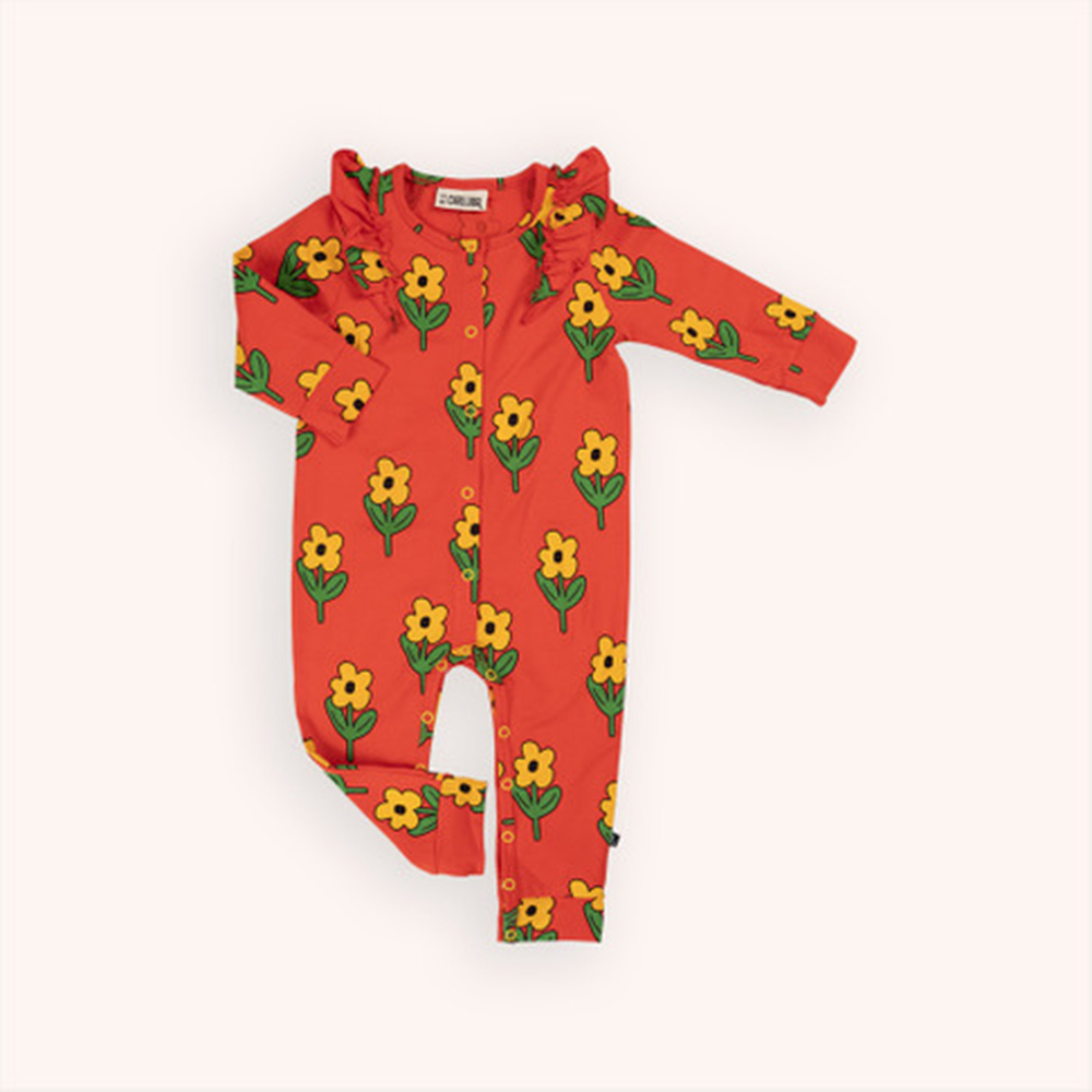 ロンパース ベビー CarlijnQ Flowers baby jumpsuit girls 総柄 花柄