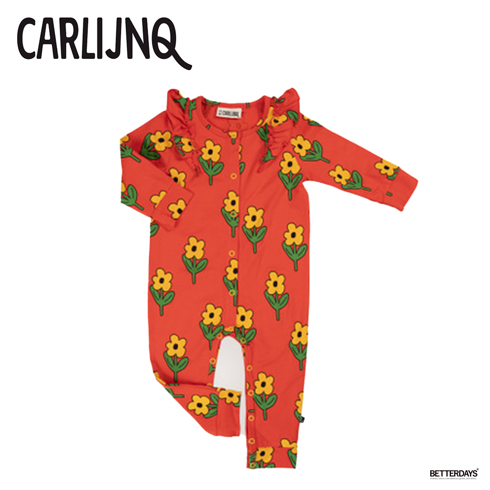 ロンパース ベビー CarlijnQ Flowers baby jumpsuit girls 総柄 花柄