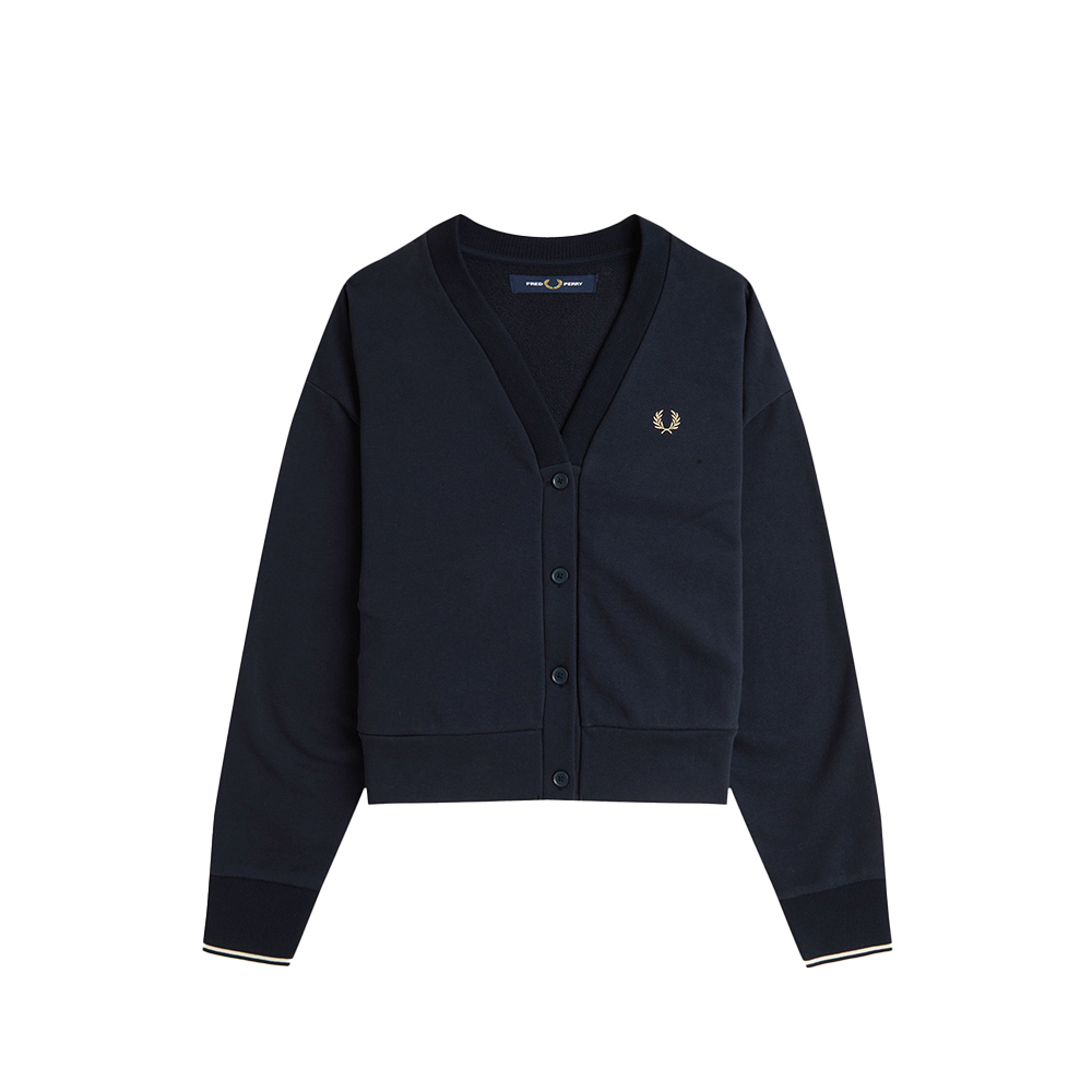 カーディガン スウェット レディース フレッドペリー  Vネック  G9166 Tipped Sweatshirt Cardigan 【国内正規品】 FRED PERRY FRED PERRY カーディガン スウェット レディース フレッドペリー