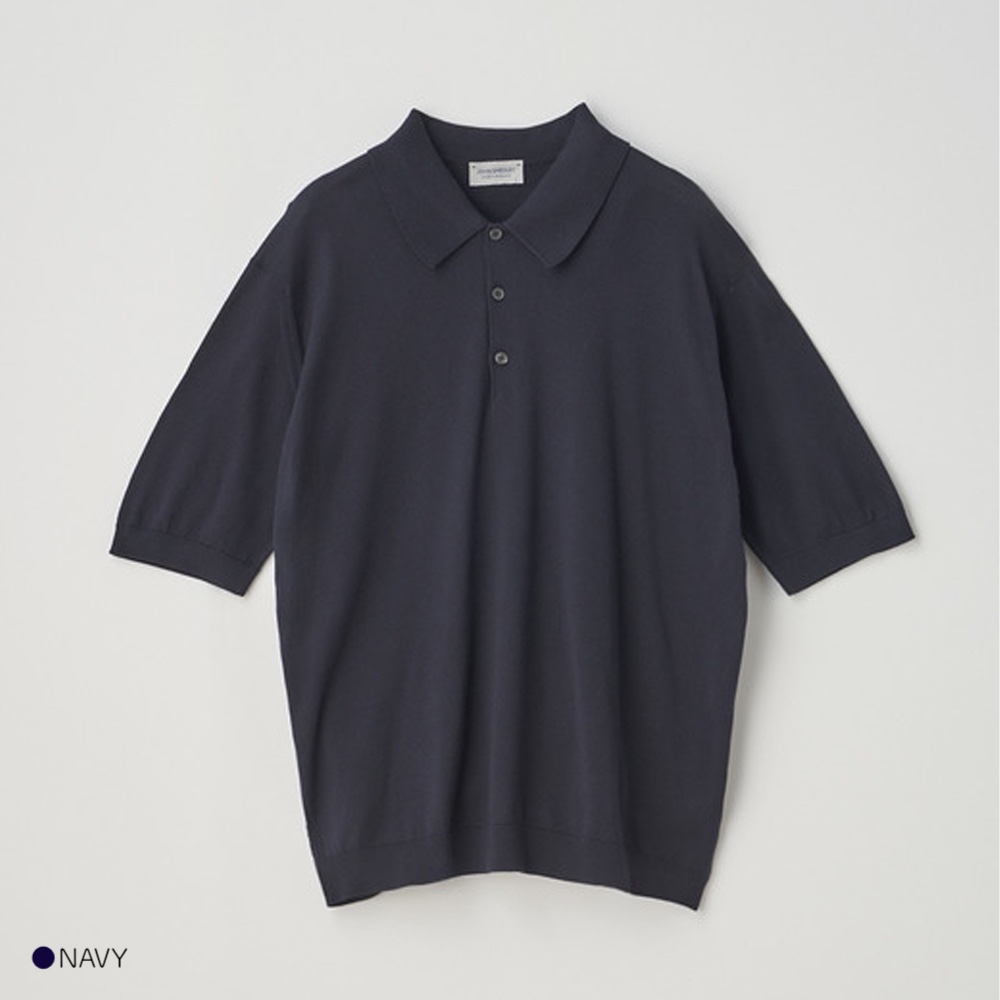 ジョンスメドレー 現行タグ シーアイランドコットン ニットポロ L 紺 ug0 JOHN SMEDLEY（ジョンスメドレー） ニットポロシャツ メンズ シー