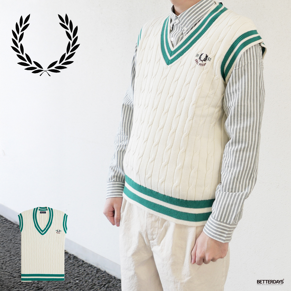 フレッドペリー　FRED PERRY ベスト FRED PERRY｜ケーブルニット パネル ベスト “Cable Knit Panel Tank