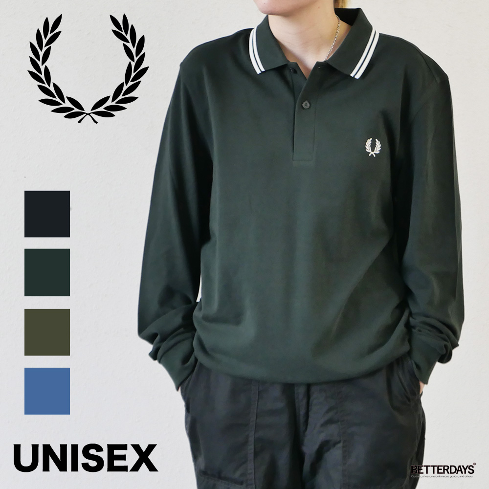 最新 FRED PERRY フレッドペリー ポロシャツ 長袖 黒 S コットン 