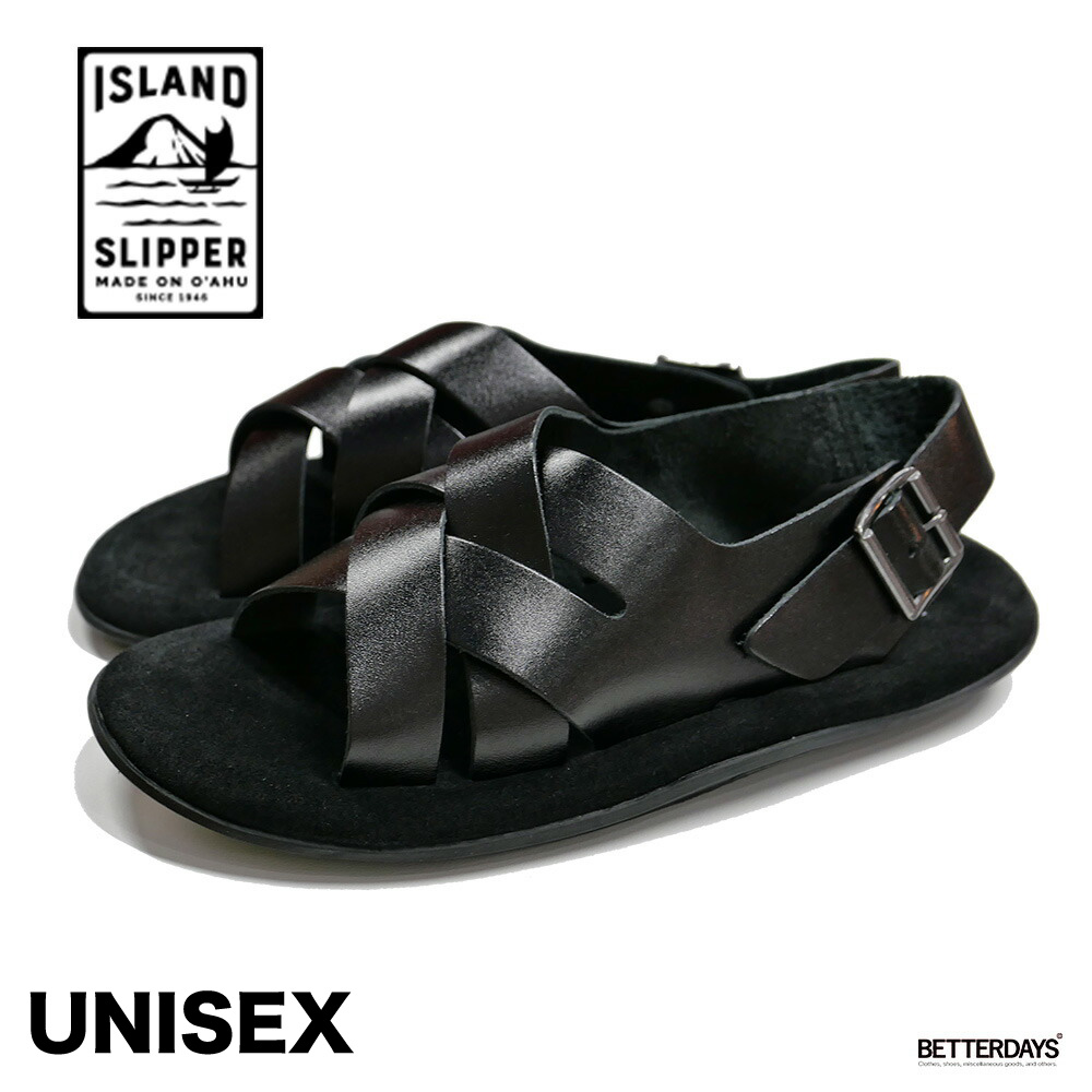 ストラップサンダル メンズ アイランドスリッパ LEATHER 編み込み バックストラップ STRAP 23-29cm ISLAND SLIPPER