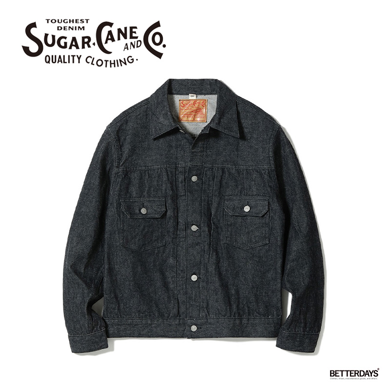 【美品】SUGAR CANE デニムジャケット サルファブラック 42 SUGAR CANE シュガーケーン 14.25oz ブラック デニム ジャケット ワン