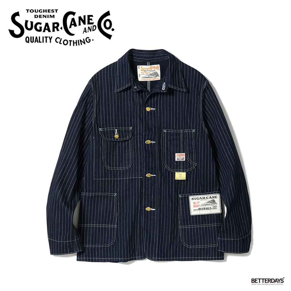 SUGAR CANE ワークコート メンズ デニム カバーオール ストライプ