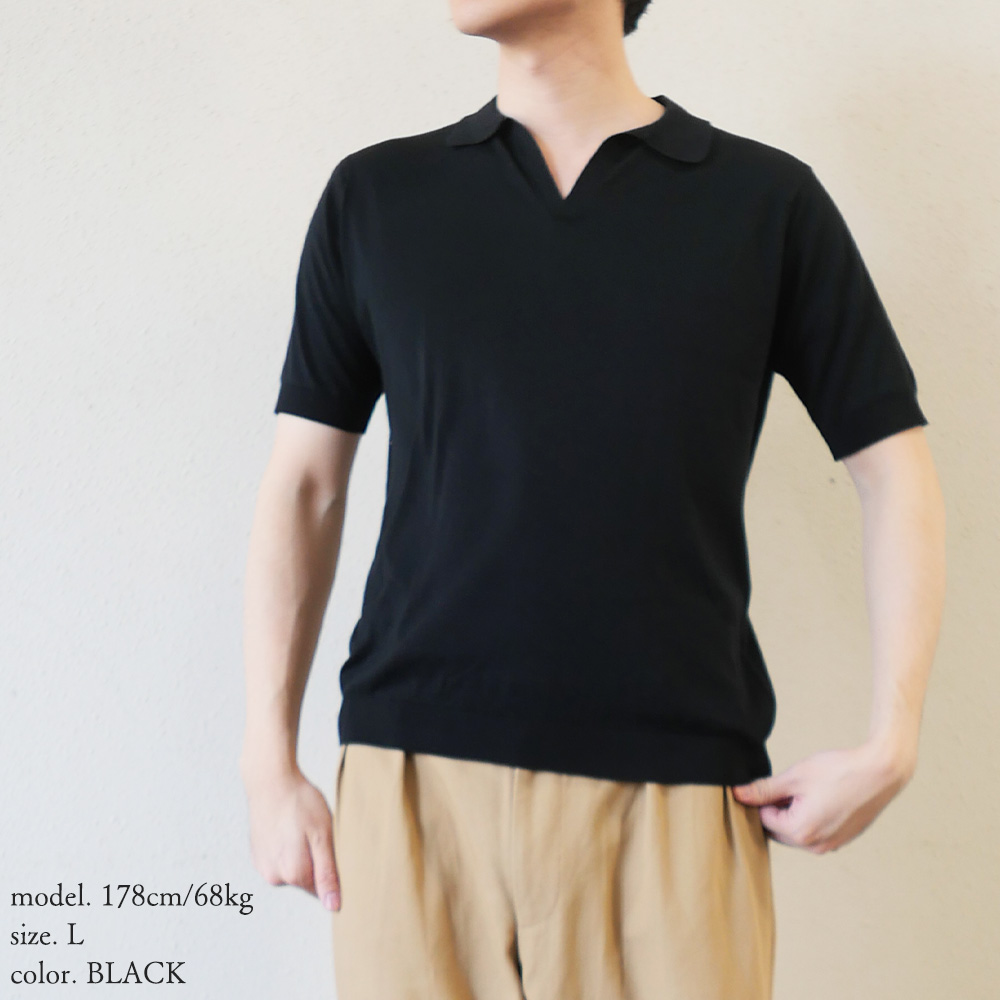 JOHN SMEDLEY（ジョンスメドレー） スキッパー ネック 半袖コットン