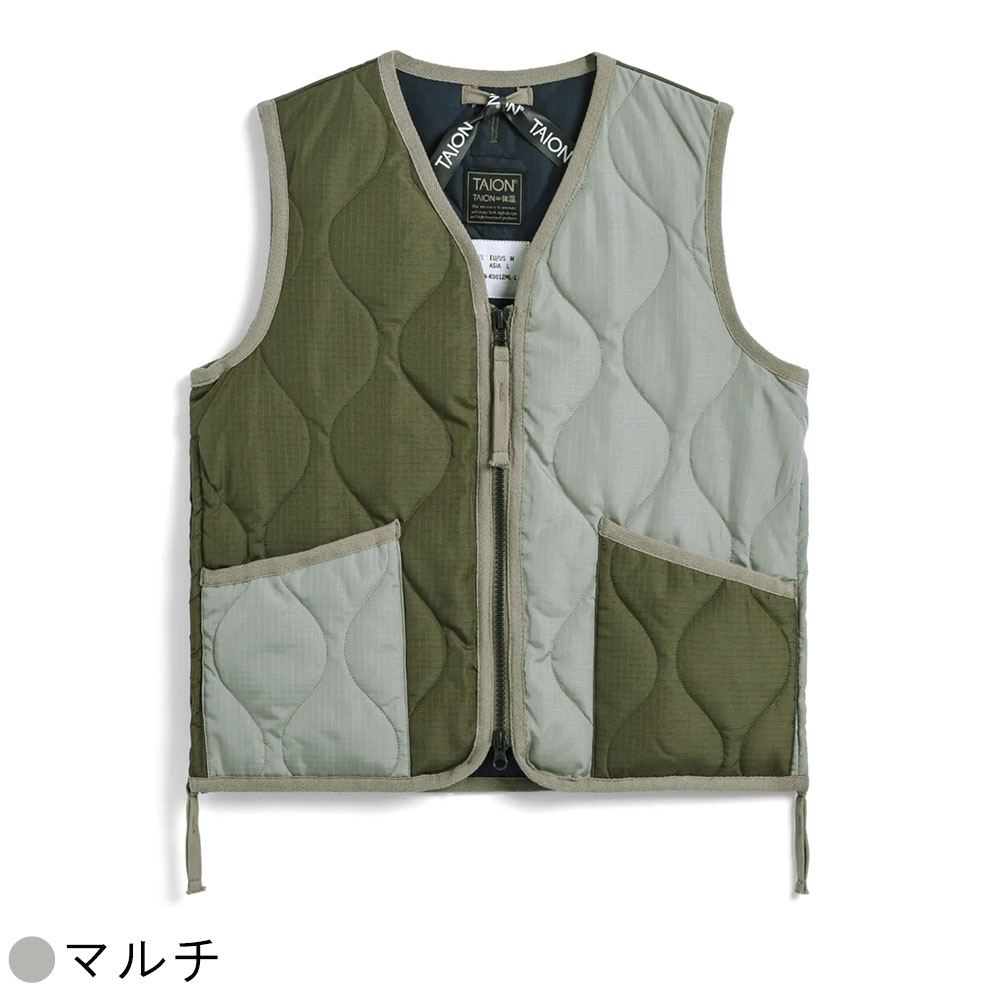 TAION（タイオン） ダウンベスト キッズ ミリタリー Vネックジップ