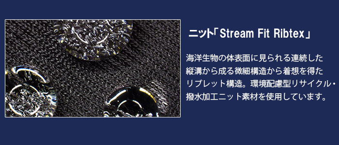 ミズノ競泳水着GX・SONIC STREAM 撥水・ストレッチニット素材「Stream Fit Ribtex」 使用
