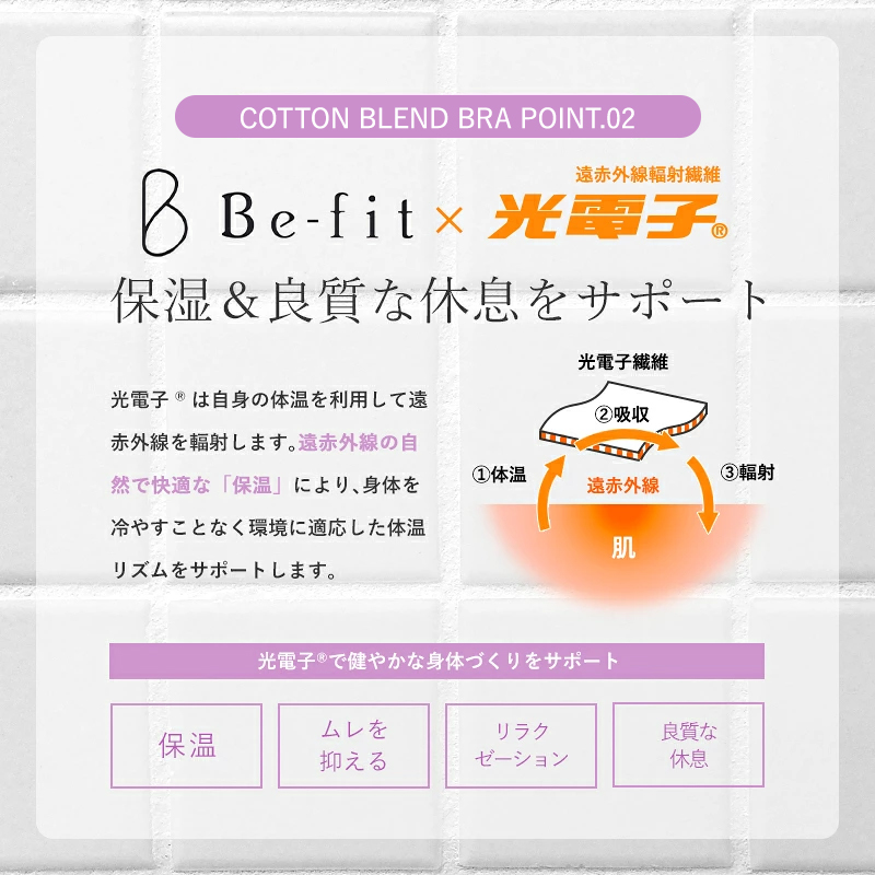 ひろみ☆おやすみリラクエステレーシーブラ　Mサイズ　2枚☆光電子 ナイトブラ|Be-fit おやすみリラクエステ レーシーブラ 光電子 M~3L