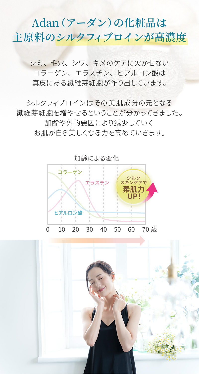 期間限定 化粧水 Adan(アーダン) 日本製 初絹ピュアレストシルクローション 120ml 国産シルク主原料 ローズ水配合 保湿 乾燥肌 うるおい | Adan | 13