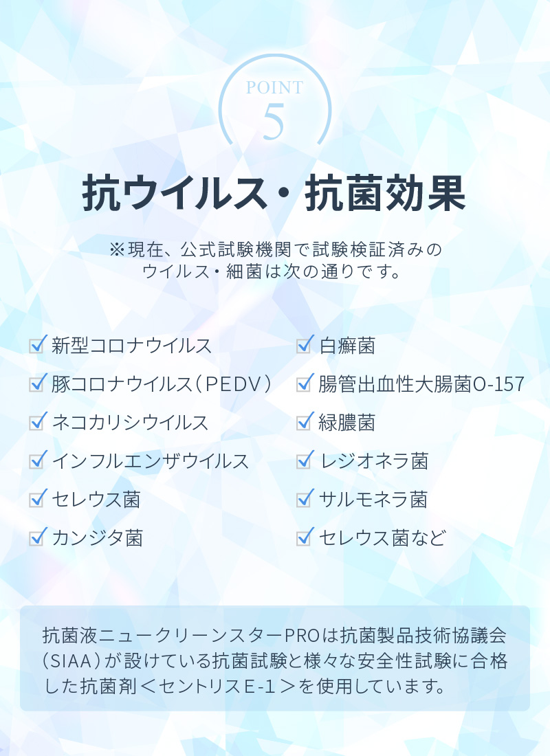 除菌 抗菌 消臭 防カビ 抗ウィルス 消毒 抗菌液 ニュークリーンスターPRO 300mlスプレー×６本セット 無香料 アルコールフリー 送料無料 |  | 08
