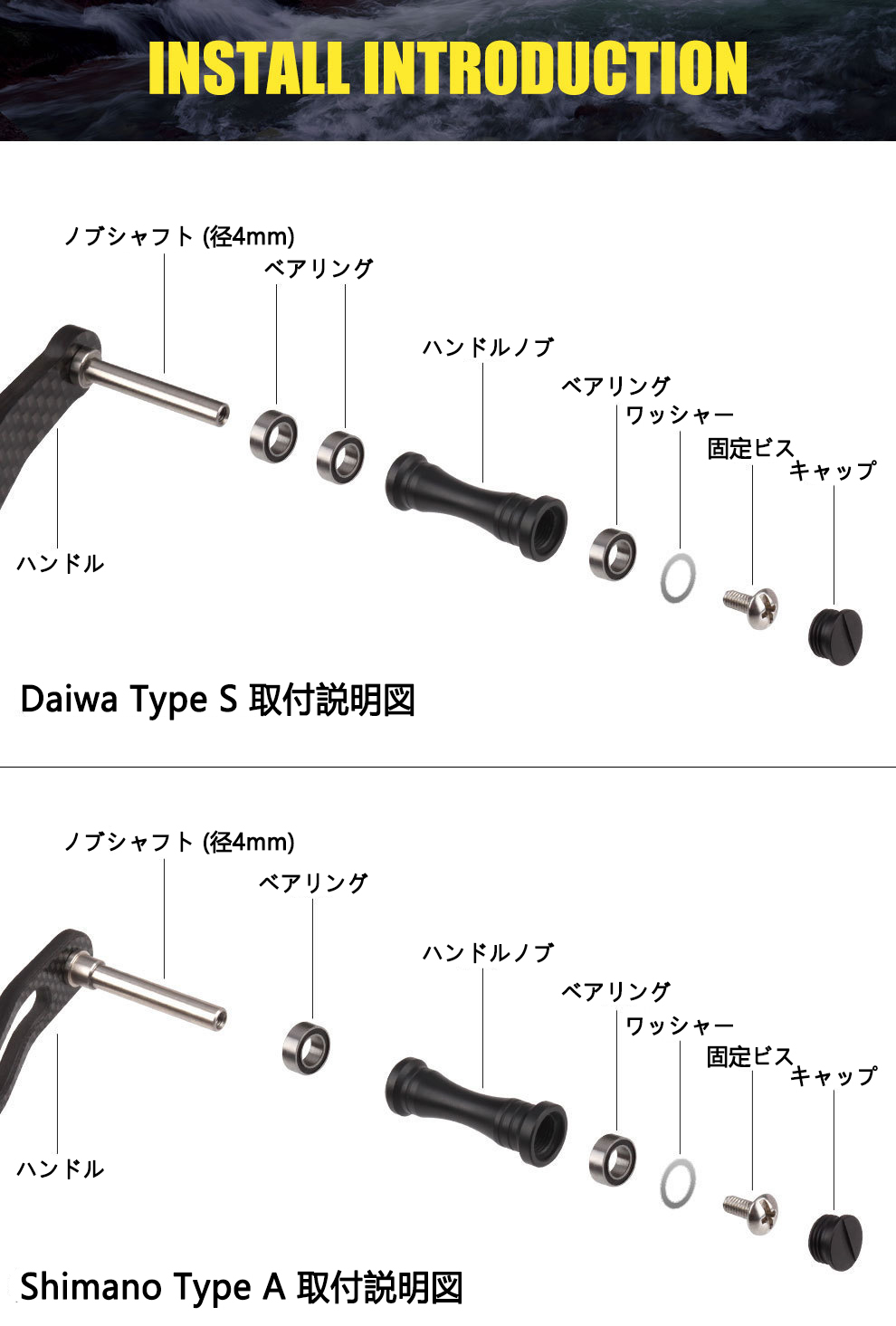 アルミ ハンドルノブ 1個 For Shimano & Daiwa シマノ ダイワ 対応 丸