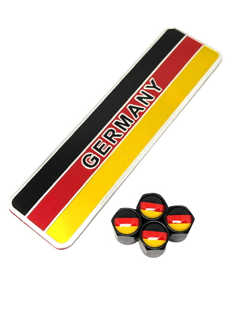 E ドイツ 国旗 選べるバルブキャップカラー! フェンダー エンブレム シール ステッカー VW G...