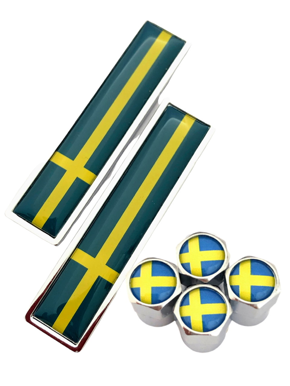 A スウェーデン 選べるバルブキャップカラー 国旗 エアー エンブレム ステッカー ボルボ サーブ SAAB VOLVO｜bgr-hyogo｜02